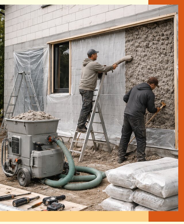 Утепление дома из газобетона эковатой в Шелехове от 4822 руб./м2 | ТепломастерШлх